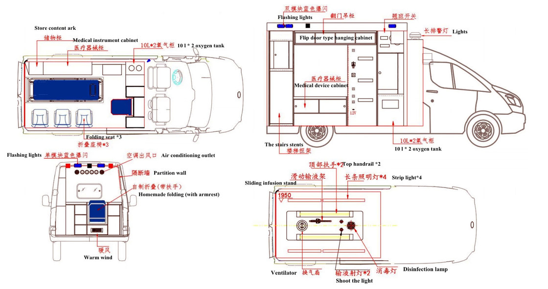 Salon Krankenwagen130 Hp Krankenwagen-Truck - ABS JA Gesamtgröße 5670×2011×2726 mm