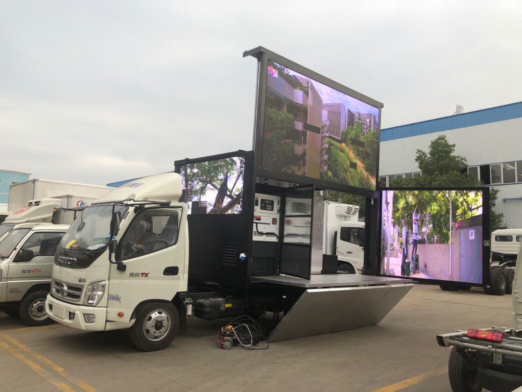 빌보드 광고가 있는 미니 트럭 야외 포톤 타르파울린 LED 모바일 광고 박스 트럭