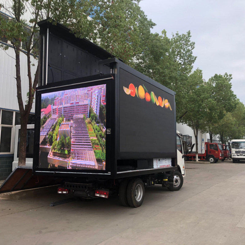 빌보드 광고가 있는 미니 트럭 야외 포톤 타르파울린 LED 모바일 광고 박스 트럭