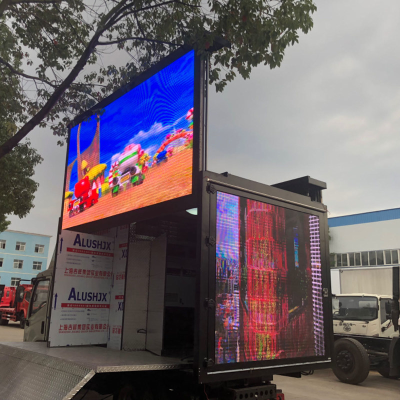 빌보드 광고가 있는 미니 트럭 야외 포톤 타르파울린 LED 모바일 광고 박스 트럭